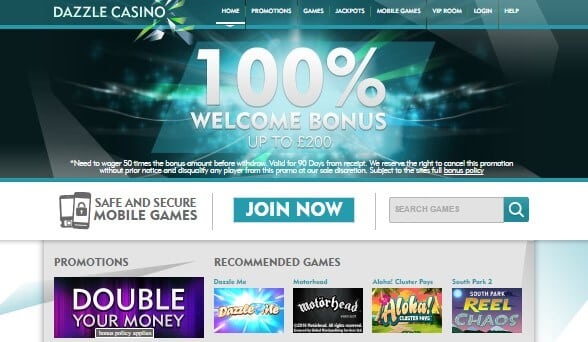 Dazzlecasino casino screenshot