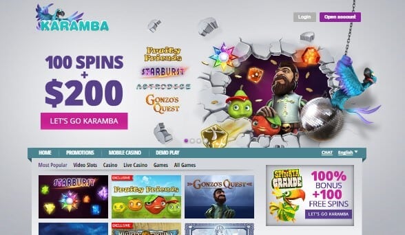 Karamba casino screenshot